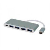 HUB USB 3.1 tip C la 4 x USB + alimentare USB-C (PD), Roline 14.02.5045