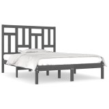 Cumpara ieftin Cadru de pat, gri, 200x200 cm, lemn masiv de pin