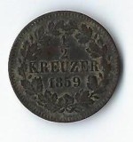 Moneda 1/2 kreuzer 1859 - Baden, Germania