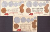 4249 - MAROC, Carti Postale EMBOSATE cu monede - 5 buc. diferite