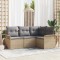 vidaXL Set de canapele pentru grădină cu pernă 4 pcs Bej Rattan poli 3345340
