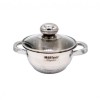 Cratita Inox 1L Hoffner HF-4460, 14x7cm, Capac Sticla Termorezistenta, Inductie