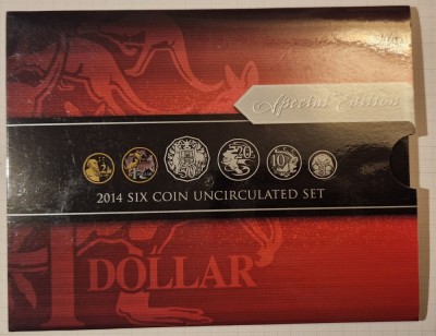 Set Monede Australia 2014, 6 monede, 1 Dollar colorat foto