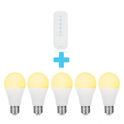 Set 5 becuri smart cu telecomanda, E27, 7W, 555lm, Smartwares foto