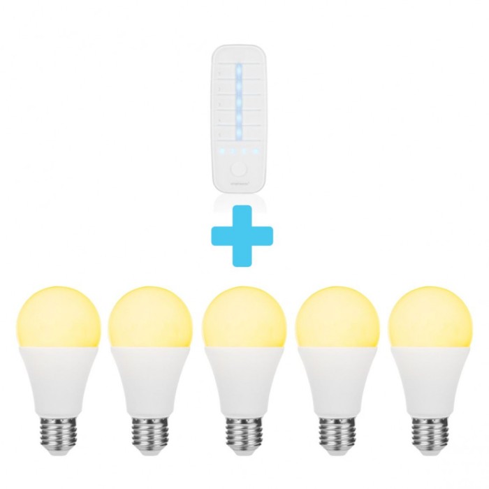 Set 5 becuri smart cu telecomanda, E27, 7W, 555lm, Smartwares