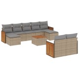 Cumpara ieftin Set canapele de gradina cu perne, 10 piese, bej, poliratan