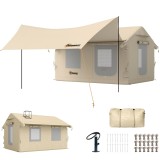 Outsunny Corturi Gonflabile Impermeabile pentru Glamping cu Orificiu pentru Sobă pentru 6-8 Persoane | Aosom Romania