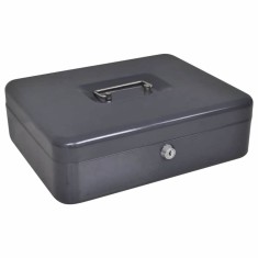 vidaXL Cutie de Bani cu blocare Negru 30 x 24 x 9 cm Oțel 42011322