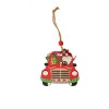Decoratiune de craciun din lemn, flippy, cu snur pentru agatare in brad, model masina lui mos craciun, scris hohoho, 8x8x0.4 cm, multicolor