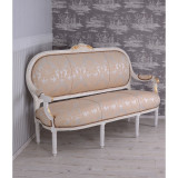 Sofa Madame Pompadour din lemn masiv grej cu tapiterie cu flori CAT362D27, Sufragerii si mobilier salon, Baroc