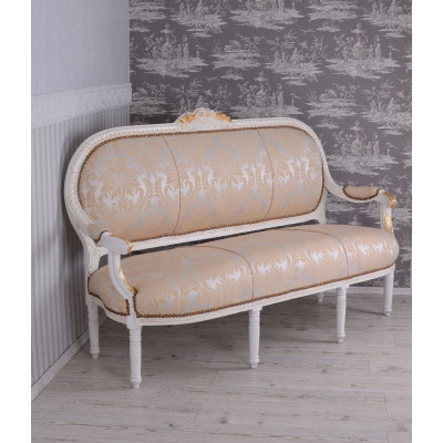Sofa Madame Pompadour din lemn masiv grej cu tapiterie cu flori CAT362D27 foto