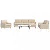 VidaXL Set de canapele cu taburet, 4 piese, crem, textil 3278297