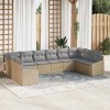 VidaXL Set de canapele pentru grădină 10 pcs Bej Rattan poli 3346900