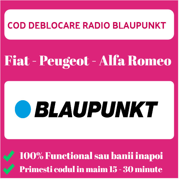 Cod deblocare radio casetofon CD auto Blaupunkt Fiat Peugeot Alfa Romeo |  Okazii.ro