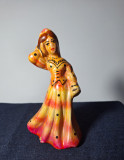 Bibelou, figurina din ceramica, figurina femeie in rochie, pictata manual 11.5cm