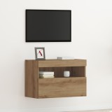 VidaXL Dulap TV de perete cu LED, stejar artizanal, 60x30x40 cm