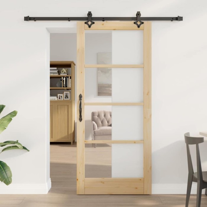 vidaXL Ușă Glisantă Manual Maro 86 x 198.5 cm Lemn și metal