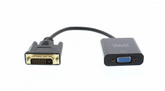 Cablu adaptor DVI-D 24+1p tata - VGA mama 15cm Well foto
