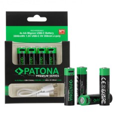 Baterii re&icirc;ncărcabile Patona Premium 4x AA cu USB-C 2000mAh