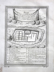 Planul Palatului Regilor Inca din Canar - Ecuador. Tiparitura originala din 1750 foto