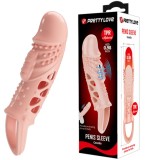 Prelungitor Penis Cecelia cu Vibratii, +2.5 cm, TPR, Natural