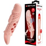 Prelungitor Penis Cecelia cu Vibratii, +2.5 cm, TPR, Natural