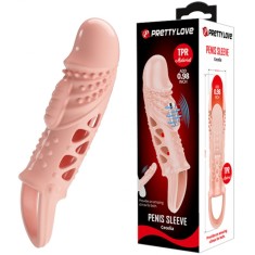 Prelungitor Penis Cecelia cu Vibratii, +2.5 cm, TPR, Natural