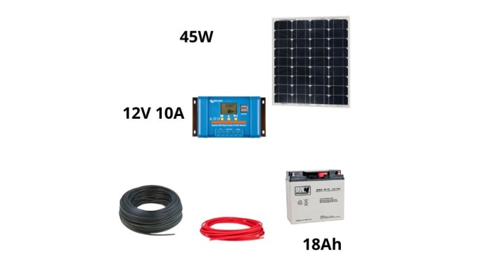 Pachet sistem solar Victron Energy de 130W cu invertor Green Cell de 500W și acumulator de 44Ah
