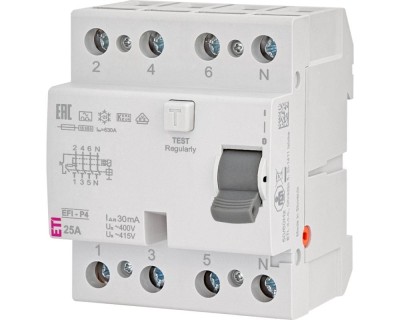 Diferential RCCB 25A 3P+N 30mA 10kA tip A Eti 002061511 foto