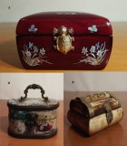 Casete de bijuterii asiatice |lemn, alama, os si sidef| Vechi