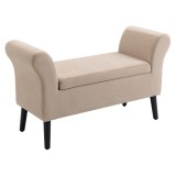 HOMCOM Bancă Captușită cu Depozitare, Bancă de Depozitare cu Brațe, &Icirc;nălțime 46 cm a Șezutului, Catifea, 111,5 x 41 x 65 cm, Bej | Aosom Romania
