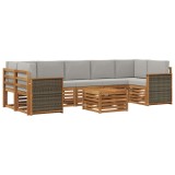 vidaXL Set de canapele de exterior 8 pcs Natural și gri deschis 3384137