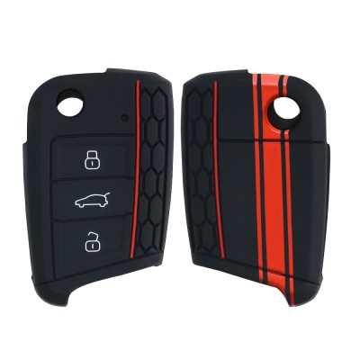 Husa Cheie Auto pentru VW - 3 Butoane, Silicon, Negru, 42888.09 foto