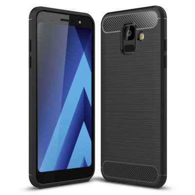 Husa pentru Samsung Galaxy A6 2018 - Techsuit Carbon Silicone - Black foto