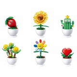 Set de constructie Flowers, 6 modele/display, Plante in ghiveci &ndash; Sluban