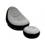 Cumpara ieftin Set Fotoliu Gonflabil cu Taburet, Vinil, 76x99x130 cm, Gri, Tip Puf, Relaxare, Portabil