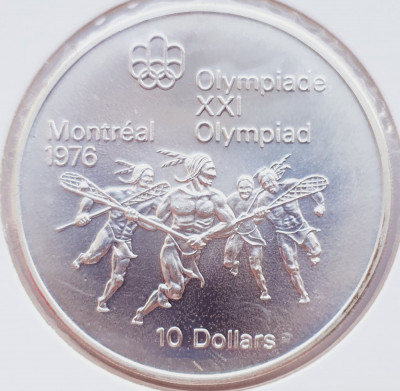 29 Canada 10 Dollars 1974 Montreal Lacrosse km 96 argint foto