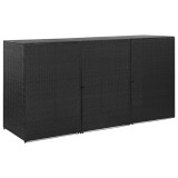 Cumpara ieftin Magazie de pubele triplă, negru, 229 x 78 x 120 cm, poliratan