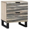 VidaXL Noptiere cu Sertar Alb/Negru 40x33.5x46cm Lemn Mango Masiv, Picioare Fier, Design Dormitor, Depozitare Optima