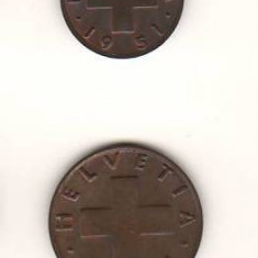 SV * Elvetia LOT 1 + 2 RAPPEN 1951 AUNC+ / UNC