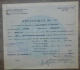 Adeverinta Banca Romaneasca S.A. Bucuresti 1947