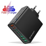 Incarcator Priza 4 x USB, 4 X Type-C, Fast Charging, 65W - Techsuit (CHPD224) - Black