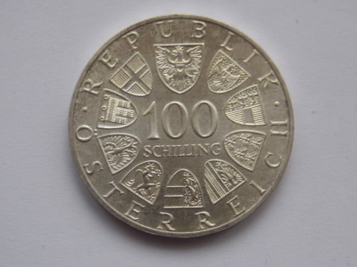 100 SCHILLING 1979 AUSTRIA-argint foto