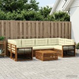 vidaXL Set de canapele de exterior cu pernă 7 pcs Natural și Crem 3383083
