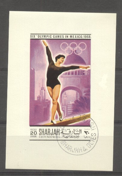 Sharjah 1968 Sport, Olympics, mini imperf.sheet, used AI.024