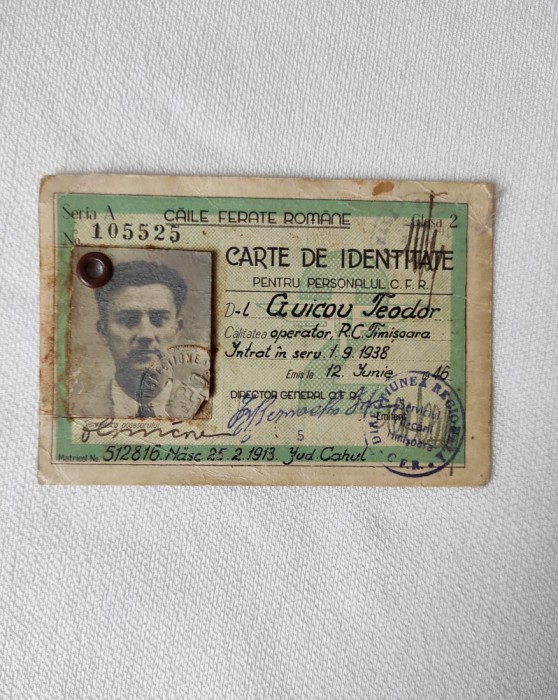 Carte identitate CFR, 1946