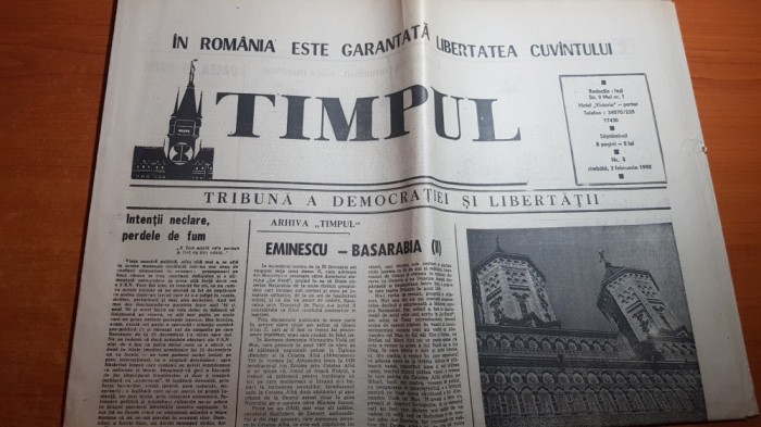 ziarul timpul 3 februarie 1990-2 art. despre petre tutea,eminescu si basarabia