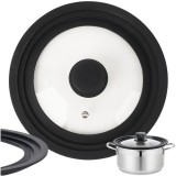 Capac universal 3 in 1, 3 dimensiuni diferite, 18/20/22 cm, silicon si sticla