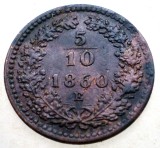 F.245 AUSTRIA 5/10 KREUZER 1860 E RARA, Europa, Cupru (arama)
