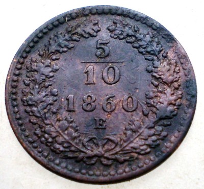 F.245 AUSTRIA 5/10 KREUZER 1860 E RARA foto